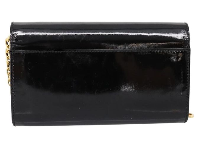 Borsa a tracolla Salvatore Ferragamo Vala Chain Patent Black Gold Tone Auth 199006 Nero - vista 2