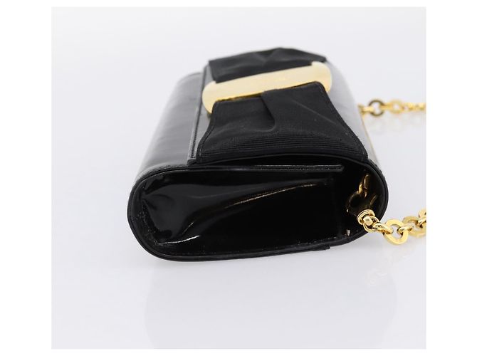 Borsa a tracolla Salvatore Ferragamo Vala Chain Patent Black Gold Tone Auth 199006 Nero - vista 4