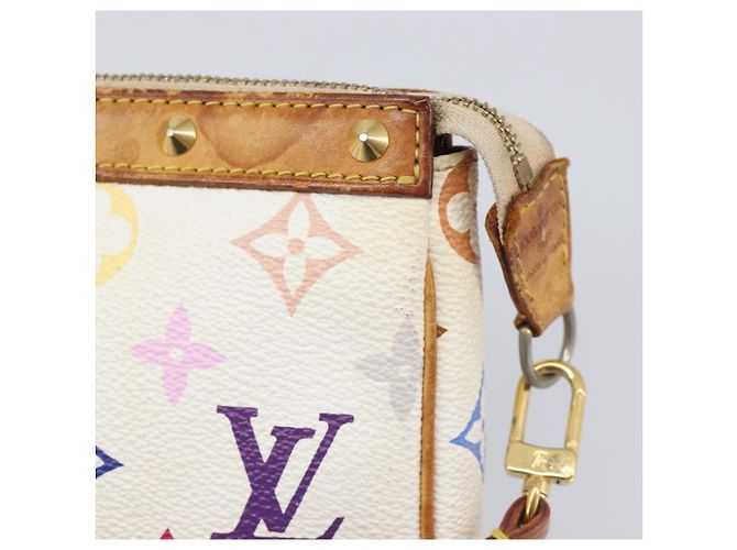 LOUIS VUITTON Monogram Multicolor Pochette Accessoires White M92649 Auth 200197 Bianco - vista 10