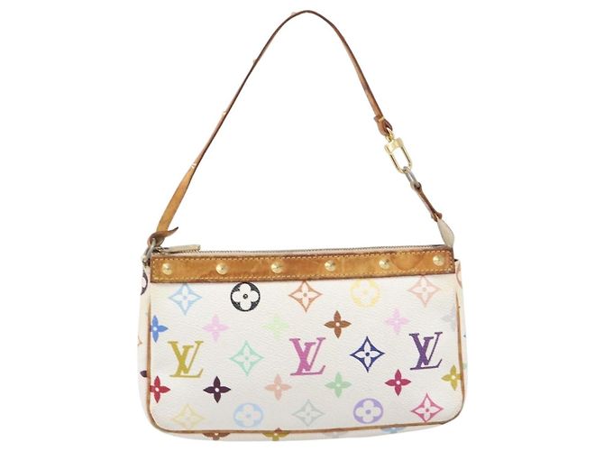 LOUIS VUITTON Monogram Multicolor Pochette Accessoires White M92649 Auth 200197 Bianco - vista 13