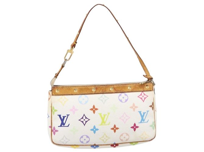 LOUIS VUITTON Monogram Multicolor Pochette Accessoires White M92649 Auth 200197 Bianco - vista 2