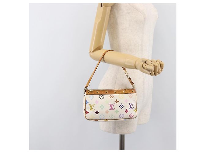 LOUIS VUITTON Monogram Multicolor Pochette Accessoires White M92649 Auth 200197 Bianco - vista 22