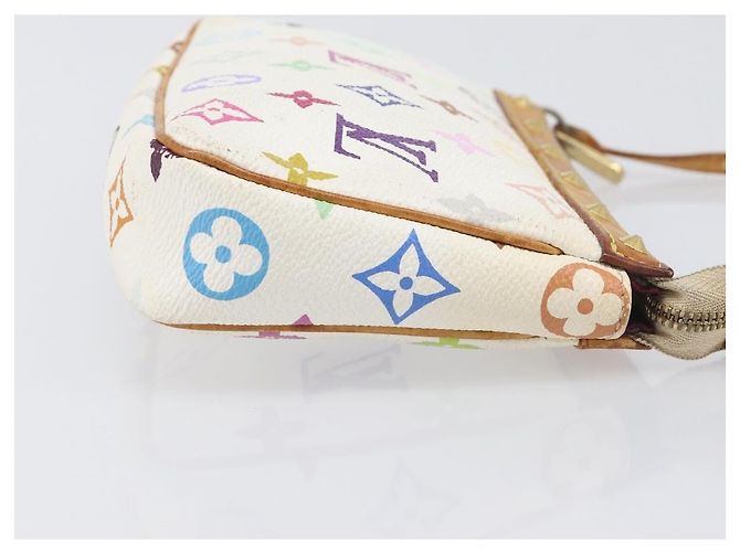 LOUIS VUITTON Monogram Multicolor Pochette Accessoires White M92649 Auth 200197 Bianco - vista 3