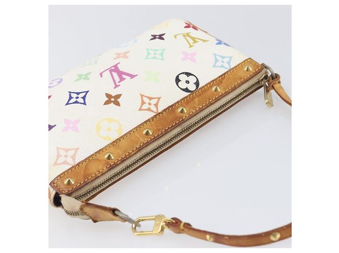 LOUIS VUITTON Monogram Multicolor Pochette Accessoires White M92649 Auth 200197 Bianco - vista 6