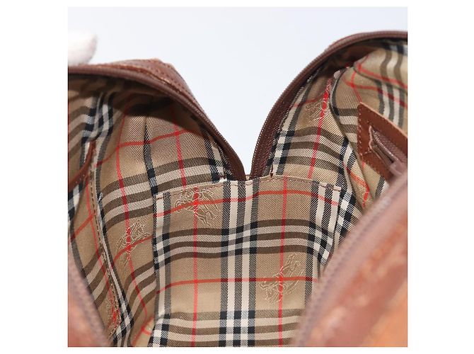 Borsa a mano Burberrys in pelle marrone tono oro Auth ep15667 - vista 20