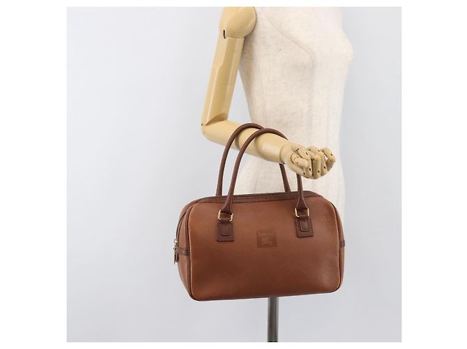 Borsa a mano Burberrys in pelle marrone tono oro Auth ep15667 - vista 24