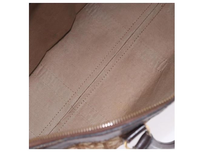 Borsa Boston Christian Dior Trotter Canvas Beige Gold Auth 197709 D'oro - vista 12