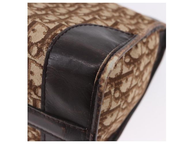 Borsa Boston Christian Dior Trotter Canvas Beige Gold Auth 197709 D'oro - vista 16