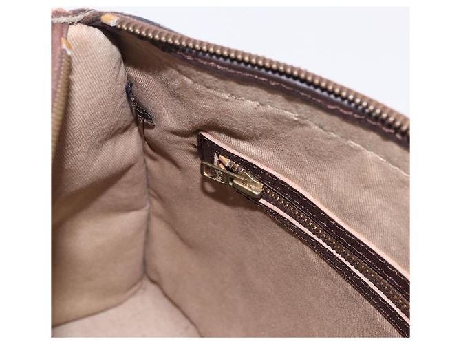 Borsa Boston Christian Dior Trotter Canvas Beige Gold Auth 197709 D'oro - vista 19