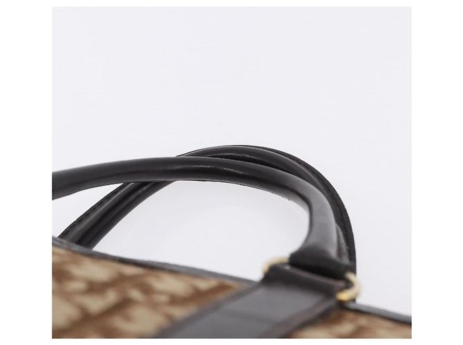 Borsa Boston Christian Dior Trotter Canvas Beige Gold Auth 197709 D'oro - vista 9