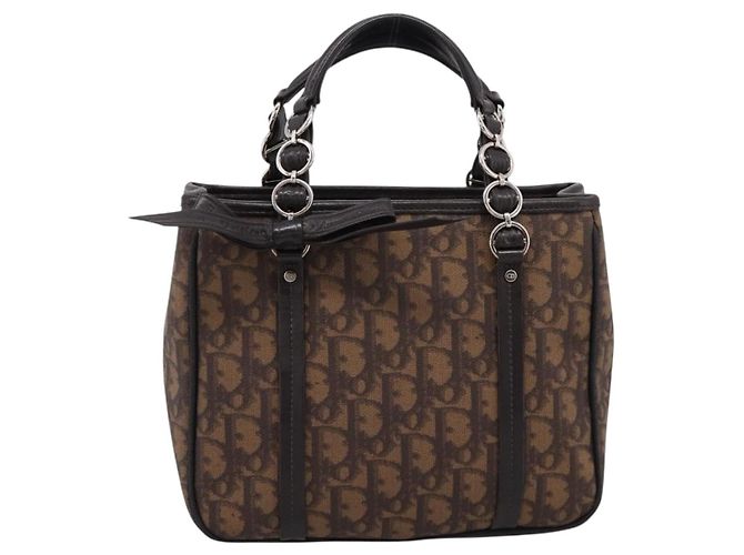 Bolso de mano Christian Dior Trotter Canvas PVC Brown Silver Auth ka5864V Castaño Plata - vista 13