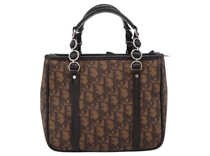 Bolso de mano Christian Dior Trotter Canvas PVC Brown Silver Auth ka5864V Castaño Plata - vista 2