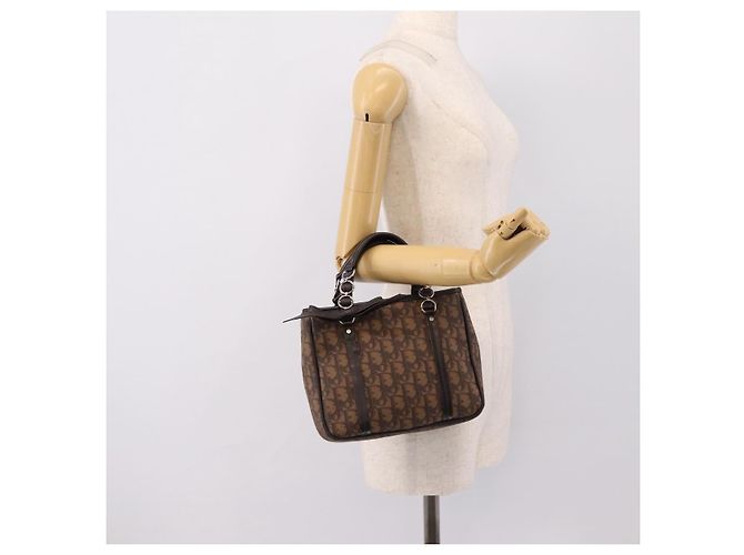 Bolso de mano Christian Dior Trotter Canvas PVC Brown Silver Auth ka5864V Castaño Plata - vista 21