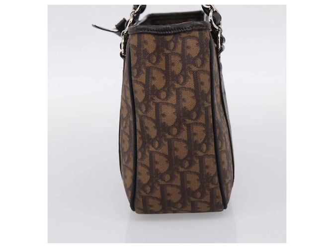 Bolso de mano Christian Dior Trotter Canvas PVC Brown Silver Auth ka5864V Castaño Plata - vista 4