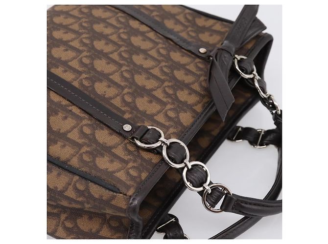 Bolso de mano Christian Dior Trotter Canvas PVC Brown Silver Auth ka5864V Castaño Plata - vista 6