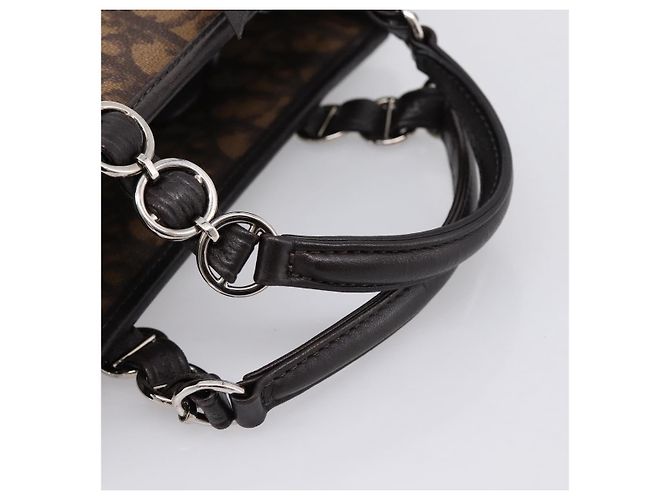 Bolso de mano Christian Dior Trotter Canvas PVC Brown Silver Auth ka5864V Castaño Plata - vista 7