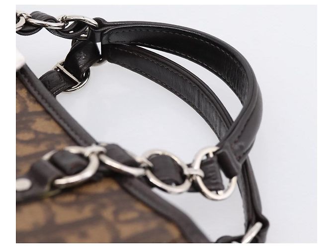 Bolso de mano Christian Dior Trotter Canvas PVC Brown Silver Auth ka5864V Castaño Plata - vista 8