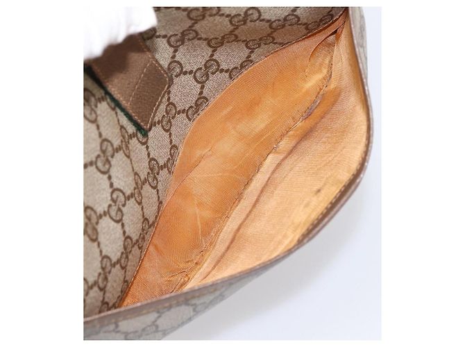 Borsa GUCCI GG Supreme Web Sherry Line PVC Beige Oro 89 02 032 Auth 199582 D'oro - vista 11