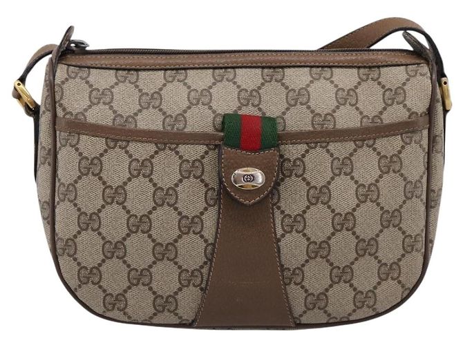 Borsa GUCCI GG Supreme Web Sherry Line PVC Beige Oro 89 02 032 Auth 199582 D'oro - vista 13