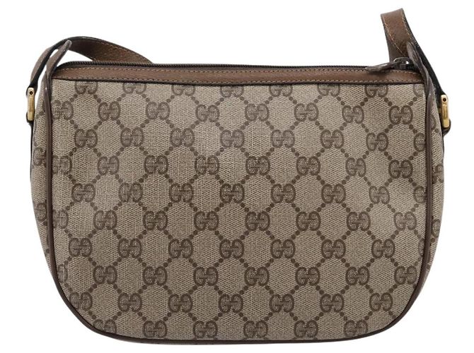 Borsa GUCCI GG Supreme Web Sherry Line PVC Beige Oro 89 02 032 Auth 199582 D'oro - vista 2
