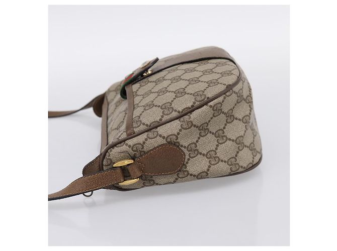 Borsa GUCCI GG Supreme Web Sherry Line PVC Beige Oro 89 02 032 Auth 199582 D'oro - vista 3