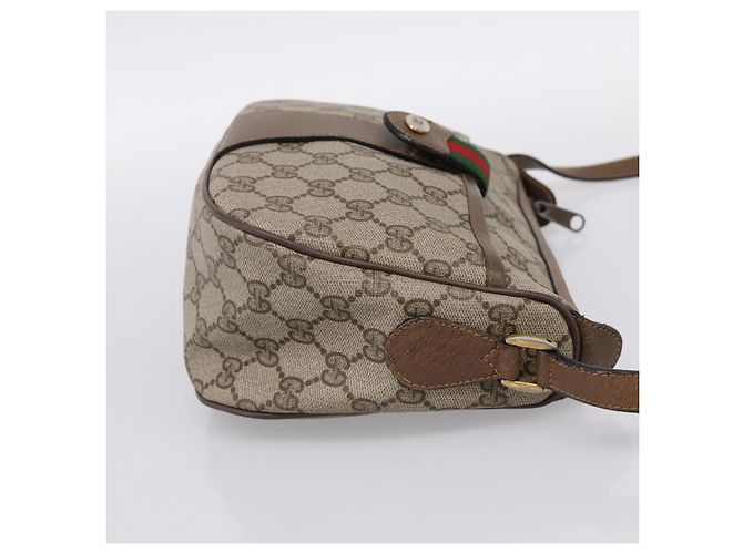 Borsa GUCCI GG Supreme Web Sherry Line PVC Beige Oro 89 02 032 Auth 199582 D'oro - vista 4