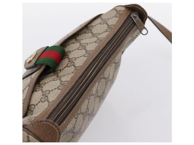 Borsa GUCCI GG Supreme Web Sherry Line PVC Beige Oro 89 02 032 Auth 199582 D'oro - vista 6
