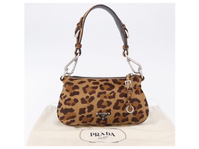 Borsa a tracolla PRADA in pelle Harako Marrone Argento Auth yk20826SAM - vista 12