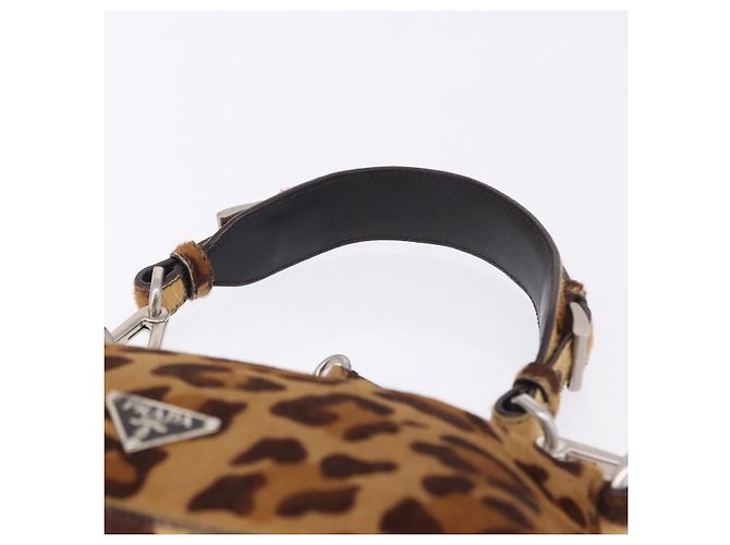 Borsa a tracolla PRADA in pelle Harako Marrone Argento Auth yk20826SAM - vista 14