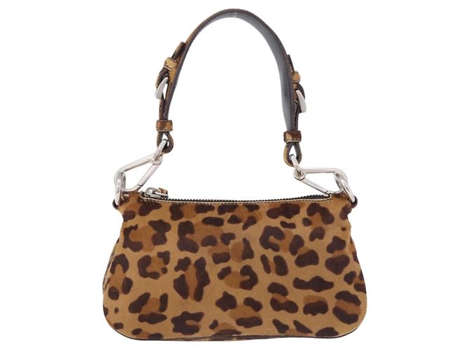 Borsa a tracolla PRADA in pelle Harako Marrone Argento Auth yk20826SAM - vista 2