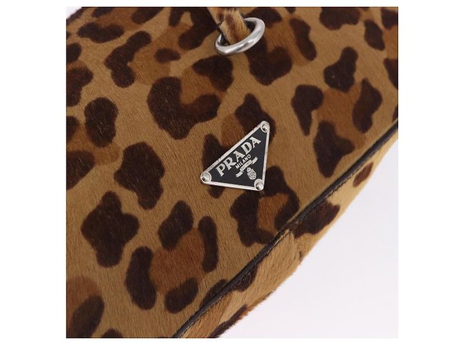 Borsa a tracolla PRADA in pelle Harako Marrone Argento Auth yk20826SAM - vista 20