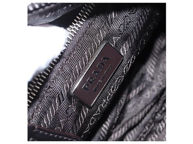 Borsa a tracolla PRADA in pelle Harako Marrone Argento Auth yk20826SAM - vista 21