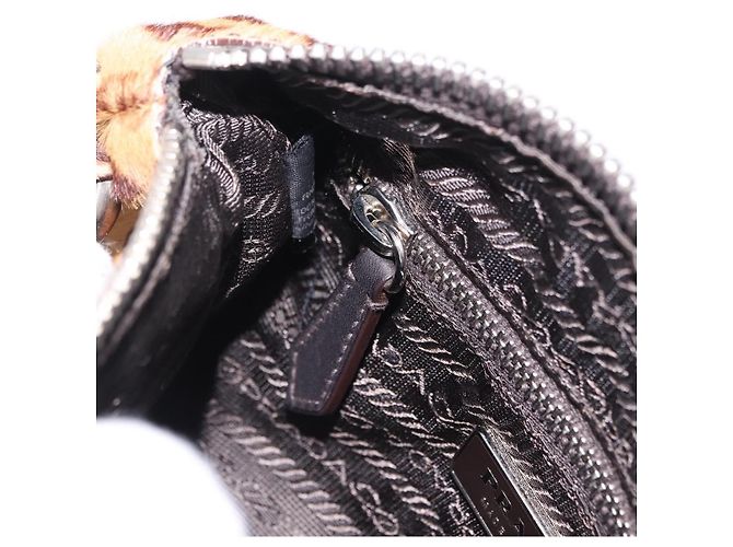 Borsa a tracolla PRADA in pelle Harako Marrone Argento Auth yk20826SAM - vista 24