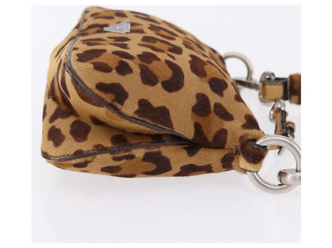 Borsa a tracolla PRADA in pelle Harako Marrone Argento Auth yk20826SAM - vista 3