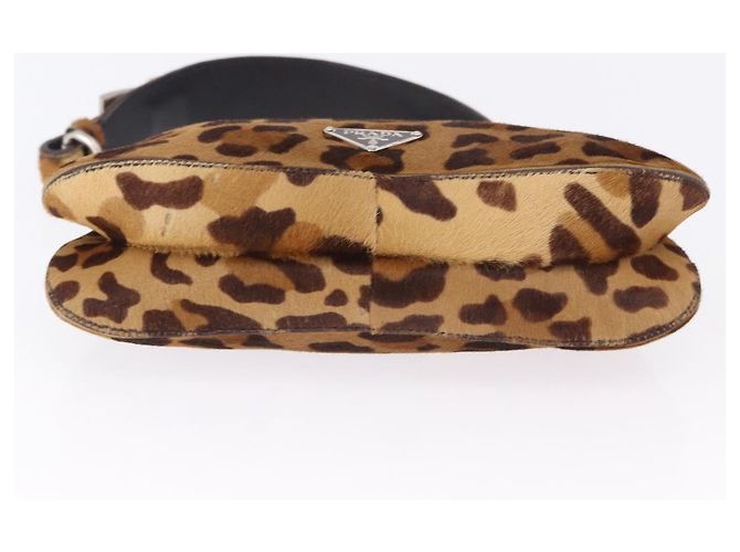 Borsa a tracolla PRADA in pelle Harako Marrone Argento Auth yk20826SAM - vista 5