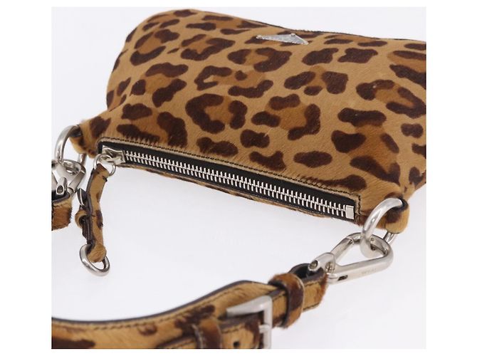 Borsa a tracolla PRADA in pelle Harako Marrone Argento Auth yk20826SAM - vista 6