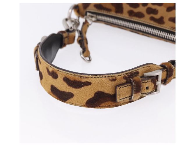 Borsa a tracolla PRADA in pelle Harako Marrone Argento Auth yk20826SAM - vista 7