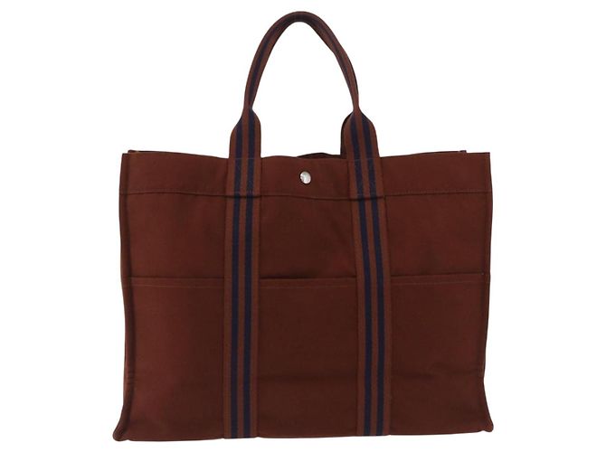 Hermès Borsa HERMES Fourre Tout GM Canvas Brown Silver Auth 199606A Marrone Argento - vista 13