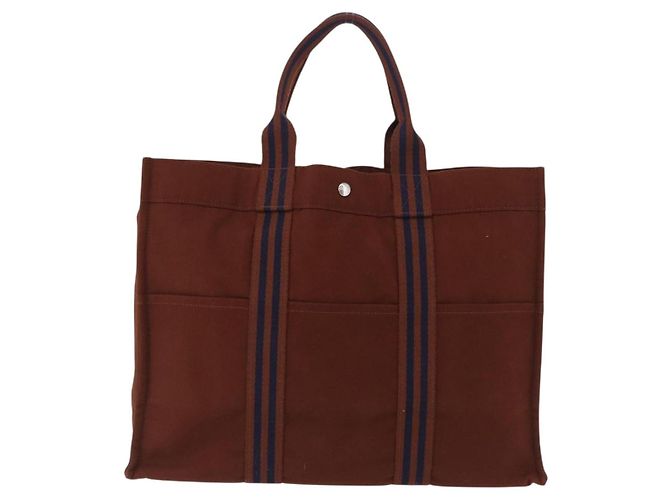 Hermès Borsa HERMES Fourre Tout GM Canvas Brown Silver Auth 199606A Marrone Argento - vista 2