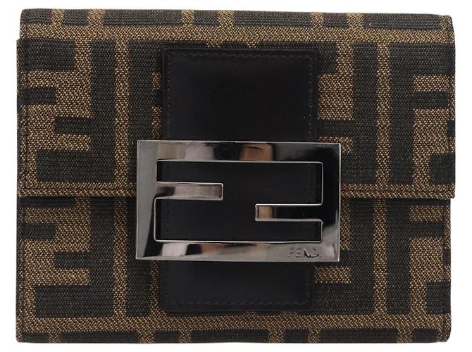 FENDI Portafoglio Mamma Baguette in tela Zucca Nero Marrone Auth 199693V - vista 13