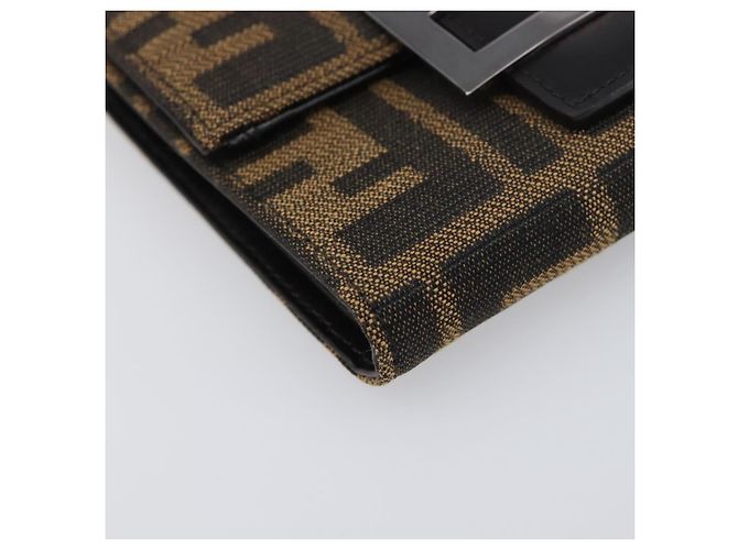 FENDI Portafoglio Mamma Baguette in tela Zucca Nero Marrone Auth 199693V - vista 14