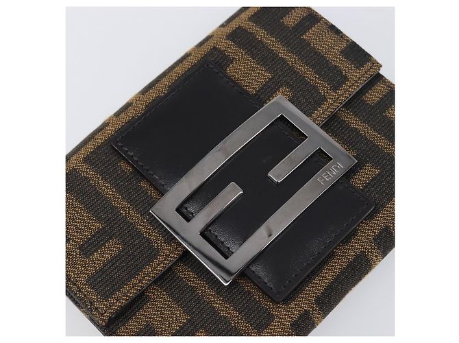 FENDI Portafoglio Mamma Baguette in tela Zucca Nero Marrone Auth 199693V - vista 17