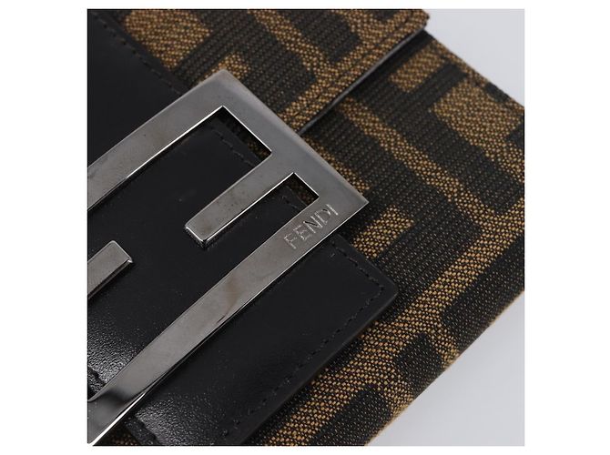 FENDI Portafoglio Mamma Baguette in tela Zucca Nero Marrone Auth 199693V - vista 18