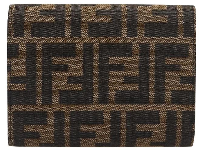 FENDI Portafoglio Mamma Baguette in tela Zucca Nero Marrone Auth 199693V - vista 2