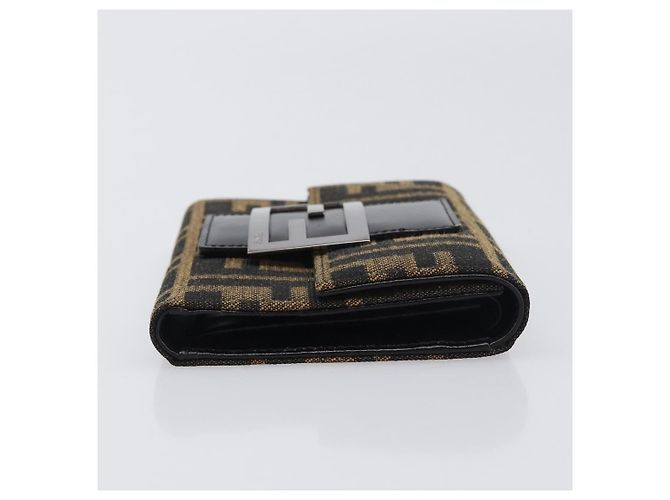 FENDI Portafoglio Mamma Baguette in tela Zucca Nero Marrone Auth 199693V - vista 3
