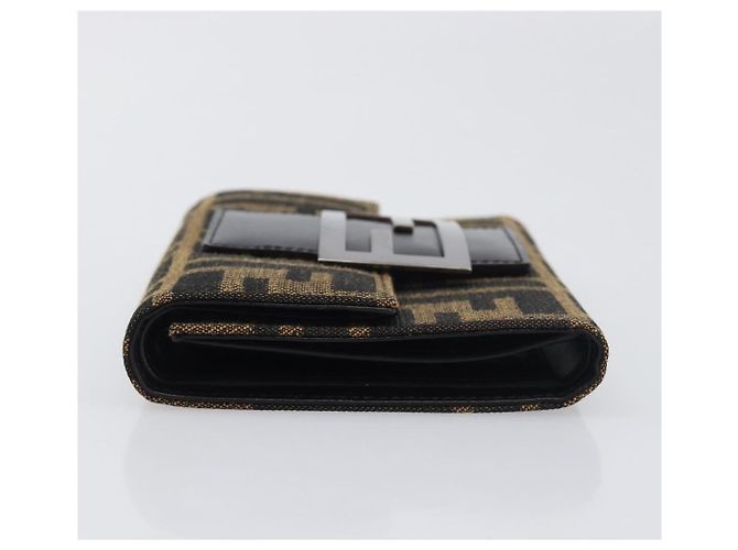 FENDI Portafoglio Mamma Baguette in tela Zucca Nero Marrone Auth 199693V - vista 4