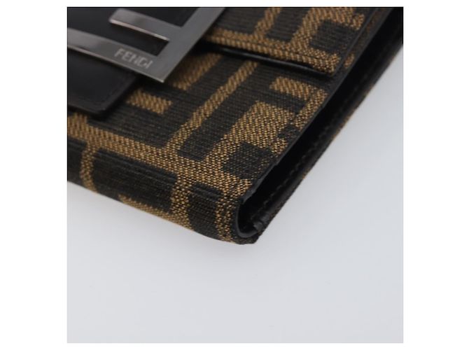 FENDI Portafoglio Mamma Baguette in tela Zucca Nero Marrone Auth 199693V - vista 7