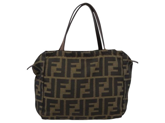 Borsa a Mano FENDI Zucca Canvas Nero Marrone Auth 200235 - vista 13
