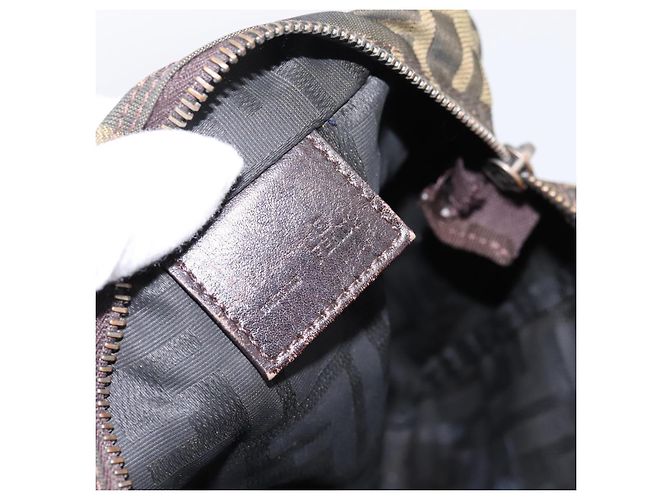 Borsa a Mano FENDI Zucca Canvas Nero Marrone Auth 200235 - vista 18