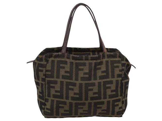 Borsa a Mano FENDI Zucca Canvas Nero Marrone Auth 200235 - vista 2